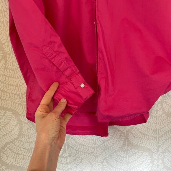 Old Navy Bright Pink Boyfriend Shirt Cotton Oversized Long Sleeve Button Down M - Picture 6 of 12